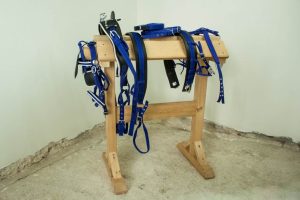 Poprsný nylonový postroj pre koňa modrý